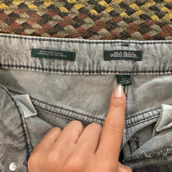 NTW Wild Fable Mid Rise Grey Baggy Cargo Jeans - Picture 3 of 4